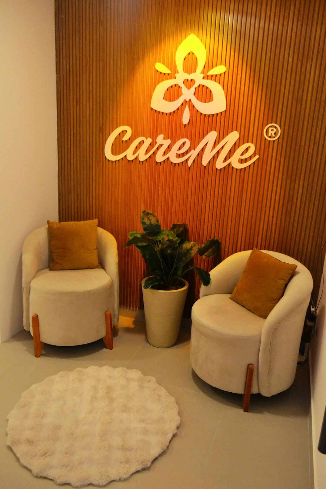 Welcoming reception area of a creative podcast studio